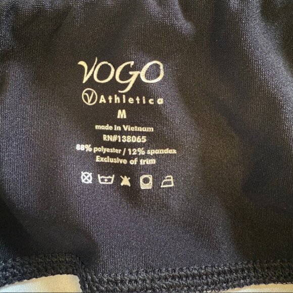 Women's Vogo Athletica Leggings Medium Capri Black White Athleisure Fitfashion - Picture 4 of 10